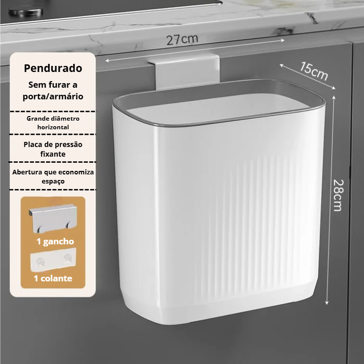 Lixeira de Parede Suspensa e Compacta