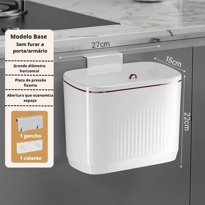 Lixeira de Parede Suspensa e Compacta