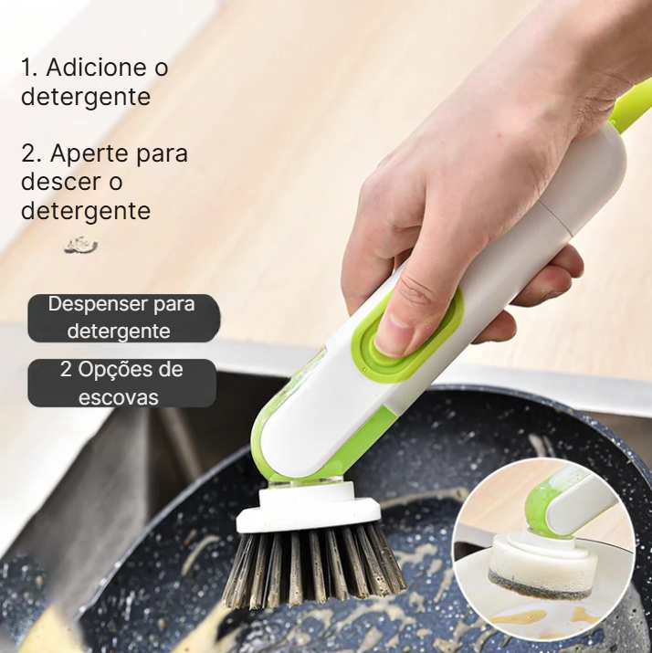 Escova Dosadora 2 em 1 - Reservatório de Detergente
