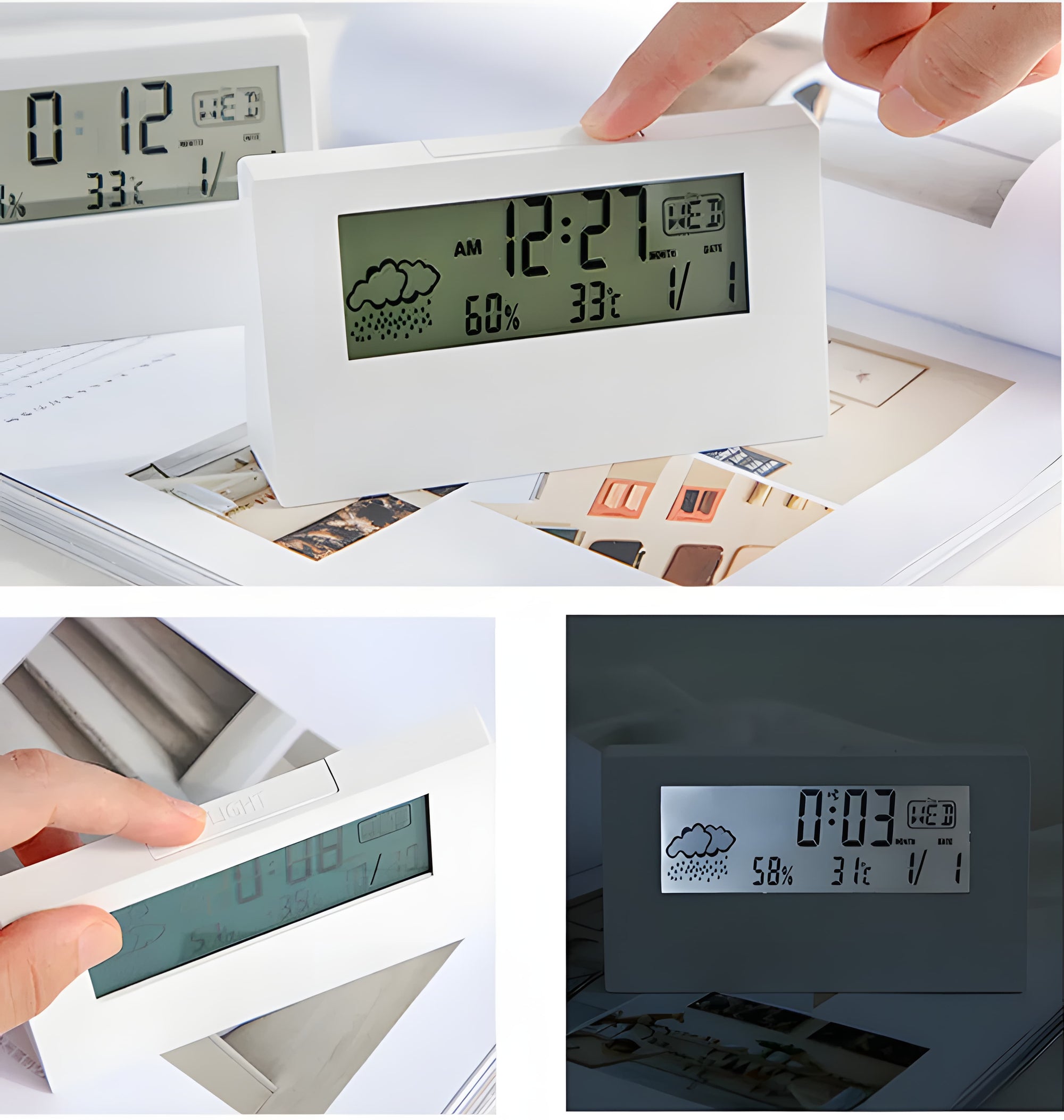 Relógio de Mesa com Tela Transparente