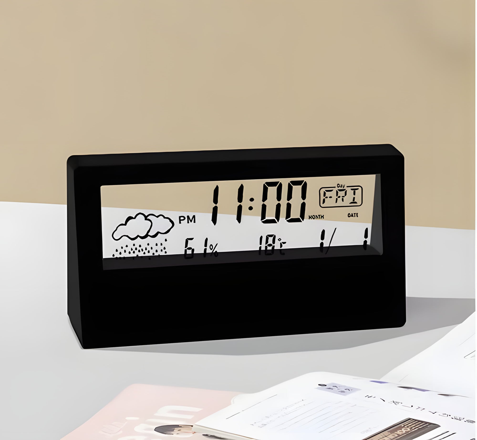 Relógio de Mesa com Tela Transparente
